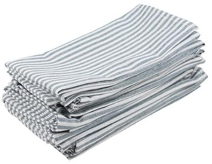 Stoffservietten,Servietten Stoff Einfarbig gestreifte Tischservietten aus Leinen-Baumwoll-Mischgewebe, wiederverwendbare Geschirrtücher, 12er-Set (40 x 30 cm), for Veranstaltungen und Zuhause, waschba