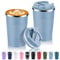Volhoply Lot de 2 tasses à café de voyage isothermes en acier inoxydable de 390 ml avec couvercle à rabat – Tasse à café réutilisable à double paroi sous vide en métal – Gobelet portable étanche pour