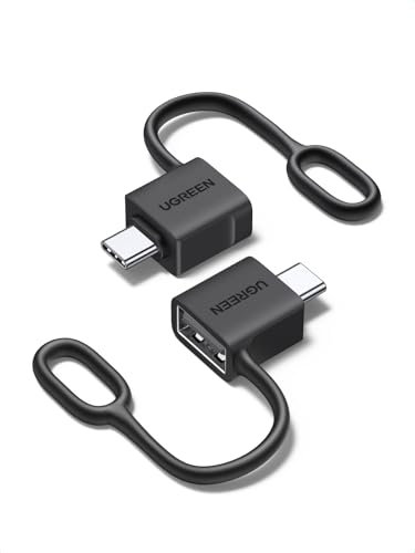 UGREEN USB C auf USB A Adapter 10Gbps OTG Adapter (2 Stück) Typ C Stecker auf Typ A Buchse mit Anti-Verlust-Ring Kompatibel mit iPhone 16 15 Serie MacBook Air iMac iPad Galaxy usw.