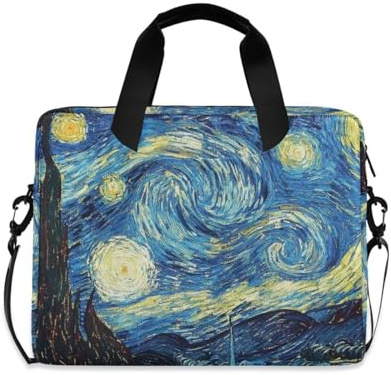 Van Gogh Starry Night Laptop Bag 13 14 15.6 inches Laptop Sleeve Lightweight Computer Tote Bag Briefcase for Women Men