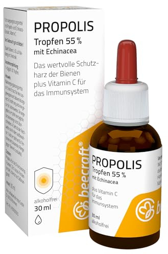Beecraft Propolis Tropfen 55% mit Echinacea und Vitamin C | Ohne Alkohol | Hochdosierter Propolis-Extrakt (55%) | Ideal zur langfristigen Unterstützung & gezielten Vorsorge | in Apothekenqualität