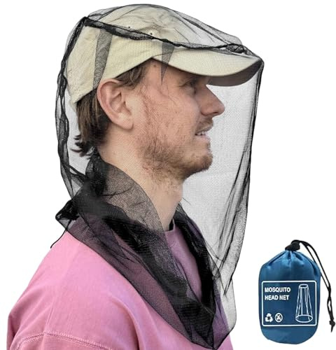 Mosquitera Cabeza Ultra Grande con Mallas Extra Finas para Camping, Senderismo, Pesca, Jardinería. Compatible con Todos los Sombreros