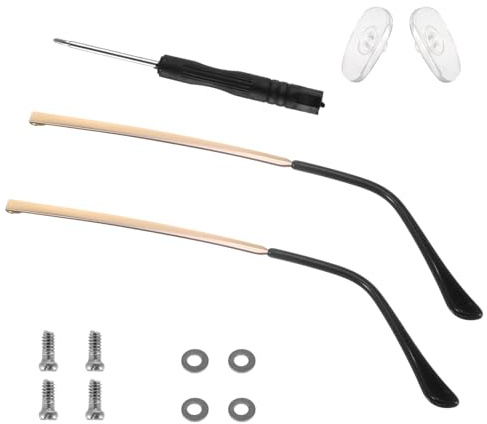 1 Pair Glasses Repair Kit with Screws Arm Replacement Sunglass Parts Arms Screw Glass Screwdriver Eyeglass Legs Temples Anti-Slip Protection Protects Glasses(Golden)