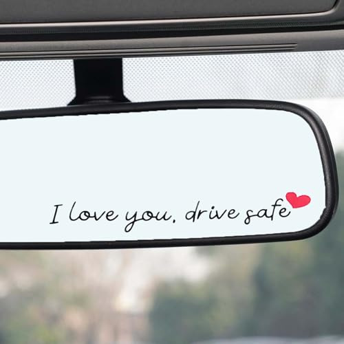 ZenithBurst 6PCS I Love You Drive Safe Aufkleber, I Love You Drive Safe Herz Aufkleber, Ich Liebe Dich Spiegel Aufkleber Spruch, Auto Aufkleber für Rückspiegel