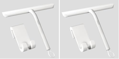 Vinabo Rasquetas Limpiacristales para Ducha de Silicona con Soporte, Limpia Mamparas Cristal, Limpieza y Alisado Superficies Ventanas, Espejos y Baños-21cm,Blanco (Paquete de 2)