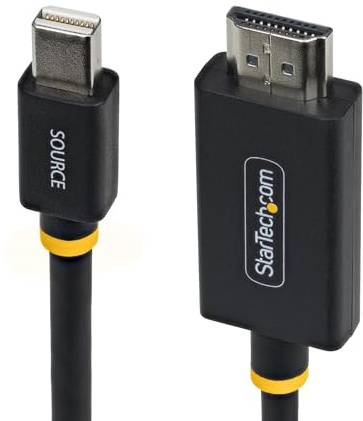 StarTech 3ft Active Mini DP to HDMI 2.0 Cable, 4K 60Hz (1M-MDP-HDMI2-4K60) | 1m, mDP to HDMI Video Converter, HBR3, HDCP 2.3, DPCP, 7.1ch Audio, Plug-and-Play, No Drivers