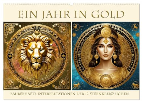 Ein Jahr in Gold (Wandkalender 2026 DIN A2 quer), CALVENDO Monatskalender: Zauberhafte Interpretationen der 12 Sternkreiszeichen (CALVENDO Hobbys)