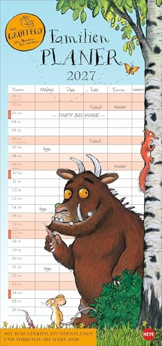 Der Grüffelo Familienplaner 2027: Witziger Kalender mit den bekannten Figuren aus dem Kinderbuch-Klassiker. Hochkant-Format: Langer Kalender mit 5 Spalten für Übersicht und Planung.