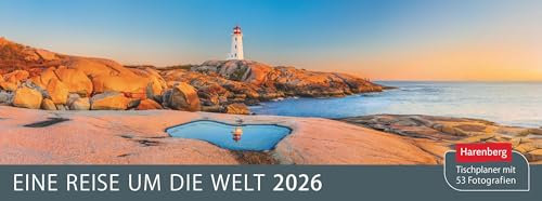 Eine Reise um die Welt Premium-Tischplaner 2026 - Wochenkalender mit 53 Fotografien: Spiral-Tischkalender mit 53 Fotos von den schönsten Reisezielen ... 29 x 11 cm (Tischkalender Harenberg)