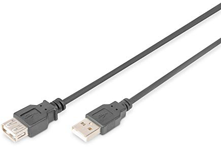 DIGITUS USB 2.0 Verlängerungskabel - 3.0 m - USB A (St) zu USB A (Bu) - 480 Mbit/s - Verbinsungskabel, USB-Kabel - Schwarz