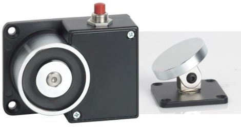 DIGITECK H9D- 24VDC ELECTRO MAGNETIC WALL SURFACE MOUNT DOOR RETAINER 80LB HOLDING FORCE WITH OVERRIDE BUTTON