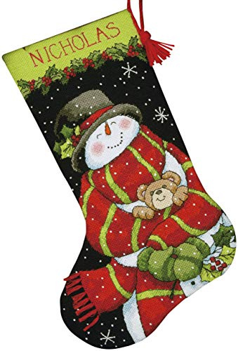 Dimensions Snowman and Bear, Canvas,Cotton,Wool, Multicolor, 16 Long