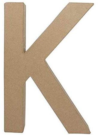 Décopatch AC404O Buchstabe K Fantasie aus Pappmaché, 5 x 22 x 30 cm, zum Verzieren, ideal für Ihre Wohndeko, Kartonbraun