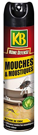 KB HOME DEFENSE HDMOU - Aérosol Anti-Mouches et Moustiques 400 ml - Action foudroyante - Efficace contre tous les types de mouches et moustiques - Matière active d'origine végétale -Usage en intérieur