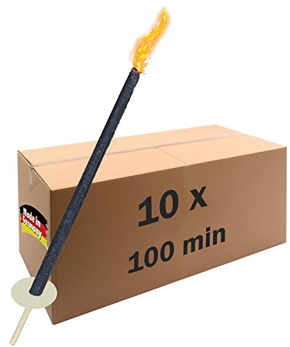 Krause & Sohn Fackel Hochwertige 100 Min. Brennzeit (10 Stück) - Top Qualitätsfackel - Made in Germany - Wachsfackel