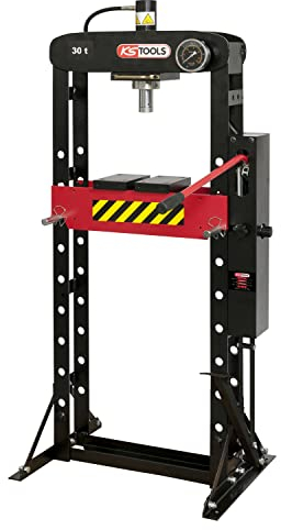 KS Tools 160.0114 - Pressa, 30 tonnellate a pompa idraulica, 2 velocità, colore: Rosso/Nero