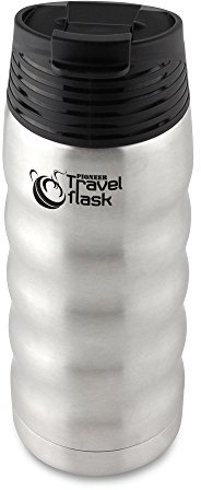 Pioneer Travel Flask, Stainless Steel Vacuum Insulated Double Wall Hot and Cold Drinks Thermo Flask – Hot 8 Hours, Cold 24 Hours, 480ml, Stainless Steel