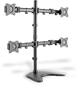 DIGITUS Monitorhalterung - Standfuß - 4 Monitore - Bis 27 Zoll - Bis 4x 8 kg - VESA 75x75, 100x100 - Schwarz