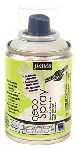 Pébéo - Peinture Acrylique en Spray - Pour la Décoration Multi Supports en Intérieur et Extérieur - Base Eau, Faible Odeur - 100 ml - Finition Phosphorescent - Coloris Vert Phosphorescent