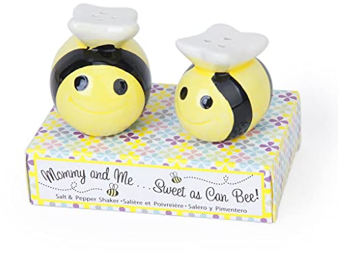 FLAMEER Cute Bee Style Shake It Free Shaker - Moisture Proof Humidity Free Glass Salt and Pepper Shakers for Home House Kitchen