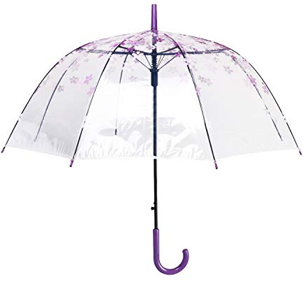 Lanker Transparenter Regenschirm - Klare Blase Dome Birdcage Stick, Winddicht Halbautomatisch Faltbar für Frauen, Kinder, Hochzeit, Reise, Party, Camping und Dekoration