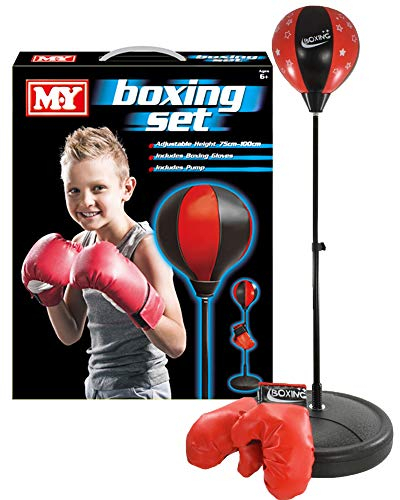 M.Y Kids Boxing Bag with Gloves | Freestanding Adjustable Punch Bag for Juniors