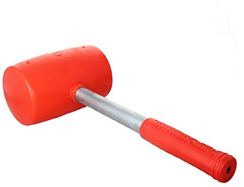 Utoolmart Roter Gummihammer mit Doppelkopf, Mehrzweck-Hammer aus leichtem Metall für Holz, Leder, Schmuck und Handwerk, Heimwerker, Haushaltswerkzeug, 2000 g, 1 Stück