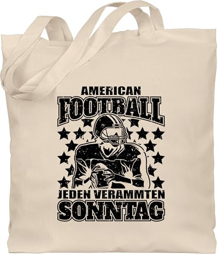 Shirtracer Baumwolltasche - Deko Superbowl Party - American Football - Jeden verdammten Sonntag - schwarz - Unisize - Naturweiß - footballfans geschenke fans für