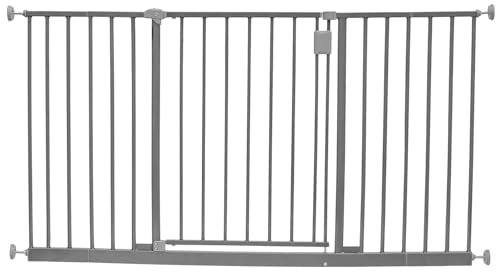 Safetots Extra Wide Hallway Gate, 134cm - 140cm, Matt Grey, Pressure Fit Baby Gate, Safety Barrier for Hallways and Wide Spaces, Easy Installation