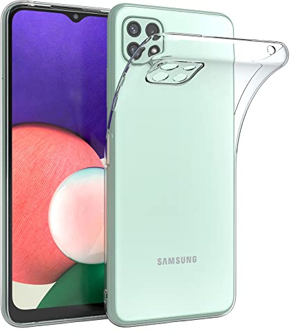 EAZY CASE Hülle kompatibel mit Samsung Galaxy A22 5G Schutzhülle Silikon, Ultra dünn, Slimcover, Handyhülle, Silikonhülle, Backcover, Durchsichtig, Klar Transparent