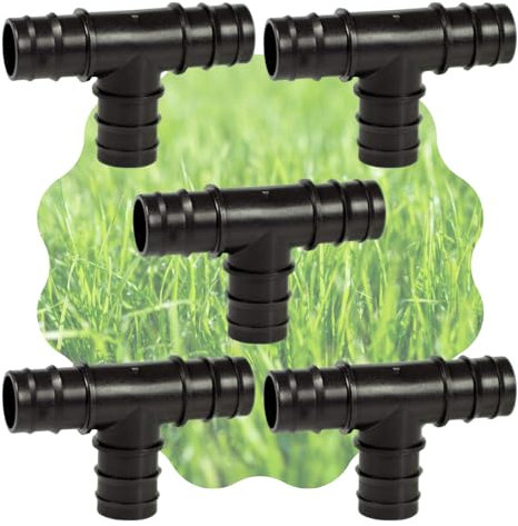 Raccordo a Tee, Portagomma T, Connettore a 3 Vie per Tubi e Sistemi di Irrigazione a Goccia, Nero - Orto Facile (5, 20 x 20 x 20 mm)