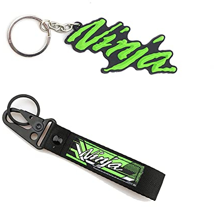 XIDAODIT Porte-clés de moto brodé avec boucle pour Kawasaki Ninja 300 Ninja 400 250 250r 650 Ninja 1000 ZX6R ZX10R ZX12R ZX14R Noir