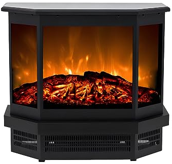 Vente-unique - Cheminée électrique poêle ETNA - L55.8 x P22.5 x H51.6 cm - Noire