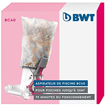 BWT Poolsauger (BC40, mit Standard-Poolstange) | Effektive Reinigung von freistehenden Pools und Pools bis 25 m³ | Kabelloser Betrieb mit maximaler Bewegungsfreiheit | Hohe Saugleistung