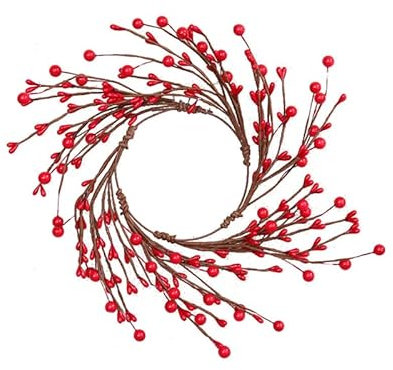 Suandsu Kleiner künstlicher roter Beerenkranz Winterkranz Herbstkranz Herbst Ernte Kranz Weihnachtskranz für Zuhause Wand Fenster Urlaub Dekorationen