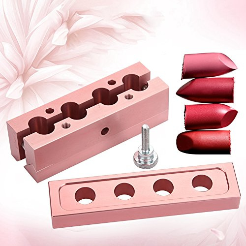 DIY Lipstick Maker Moule Lip Balm Make Tool Kit, 12.1 DIY Rouge à Lèvres Moule en Alliage D'aluminium Rose Gold Double Usages Lip Balm Maker Tool(4 trous)