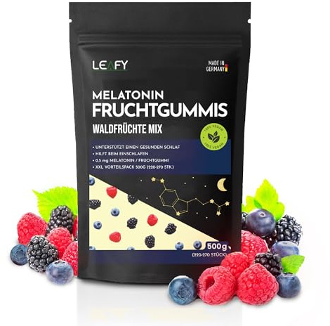Melatonin Fruchtgummis | Hochdosiert| XXL Packung 220-270 Stk. 500g | Leckerer Waldfrüchtemx -Made in Germany