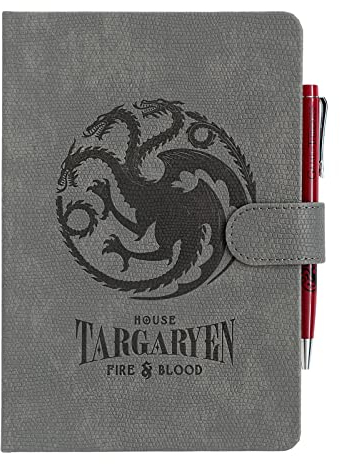 Grupo Erik Premium Notizbuch Mit Stift Game Of Thrones Targaryen Notizbuch A5 Dotted - Notizbuch Klein - Reisetagebuch Zum Selberschreiben - Bullet Journal Dotted A5Tagebuch Mädchen Und Jungen
