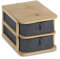 AD.CON Bambus Organizer, Schubladenbox Ordnungssystem, Aufbewahrungsbox mit 2 Schubladen, Grau