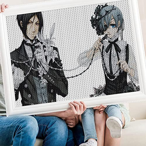 PAWCA 5D Erwachsenen Diamant Malerei Black Butler Bilder Volldiamant DIY Kreuzstich Diamant Kit Kunst Wanddekoration Geschenk Hauptdekoration（Runder Diamant40x40cm）