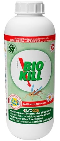 Biokill Insetticida Biologico di Piretro Naturale a Base Acquosa - Flacone Ricarica da 1 litro Bio Kill