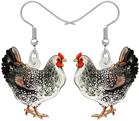 NEWEI Cute Hühner Ohrringe Charms Acryl Huhn Geschenke Bauernhof Tiere Schmuck für Damen (Huhn J)