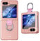 MOJIA Coque pour Samsung Galaxy Z Flip5 (Z Flip 5), Étui Léger en PC Mat Ultra-Mince, Protection Anti-Rayures et Anti-Chocs, Housse Tendance avec Ruban et Anneau. Or Rose