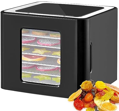6 Trays Food Dehydrator, Stainless Steel Fruit Dryer Machine with LED Touch Control Design, 35-70℃ Food Dryer Machine 48H Timer BPA FREE, for Fruit Vegetable Jerky Meat, Dog Snacks, Herbal black