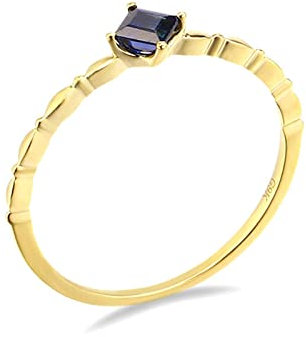 Bishilin Eheringe 750 Gold Damen, Verlobungsringe Solitär mit Saphir Trauringe Hochzeit Ringe Frauen Nickelfrei Größe 57