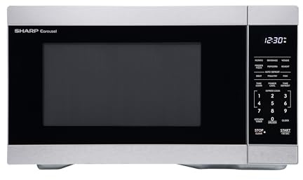 SHARP ZSMC1162KS - Horno con plato giratorio extraíble de carrusel de 12.5 pulgadas, certificado Orville Redenbacher, microondas de encimera de pies cúbicos, 1.1 cubos, acero inoxidable