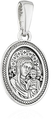 NKlaus Ikone Anhänger 925 Silber Gottesmutter von Kasan 16,8mm x 13mm göttliche Aura 15504
