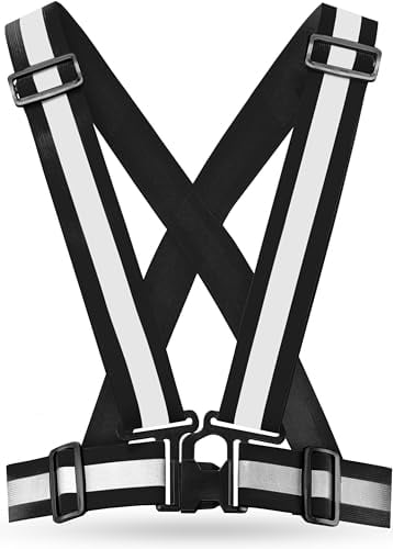 AVANA Reflektorweste Reflektierende Sicherheitsweste Einstellbar Warnweste Leicht Hohe Sichtbarkeit Joggen Fahrrad Laufen Motorrad für Erwachsene & Jugendliche (Schwarz)