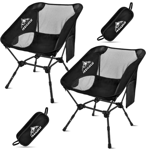 IEEILULU Campingstuhl Faltbar, Camping klappstuhl, Tragfähigkeit 130kg, Camping Stuhl Tragbarer, Ultraleicht Kleiner Faltstuhl für Picknick Angeln Garten Wandern Outdoor Rucksackreisen