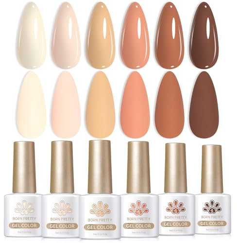 Born Pretty Smalto Semipermanente Unghie - Naturale Marrone Nudo 6 Colori Semipermanente Unghie - Smalti Semipermanenti per Unghie Soak-Off UV Smalto Unghie Adatto Per Nail Art